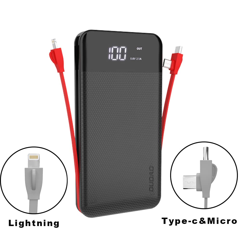 Power Bank com adaptador Micro/ TYPE-C/ LIGHTNING 10000mAh DUDAO PRETO