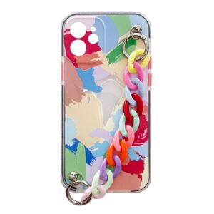 Capa silicone com corrente colorida iPhone 12 modelo 4